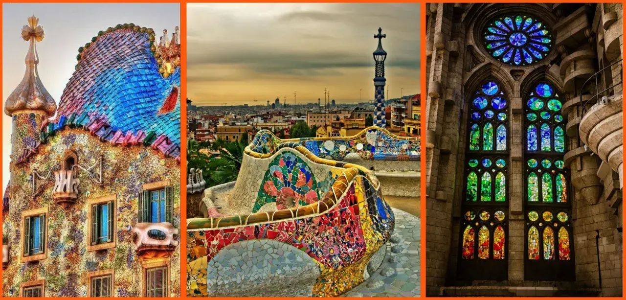 Mosaicos vibrantes y arquitectura orgánica, el estilo art nouveau de Gaudí cobra vida en estas icónicas obras de Barcelona.