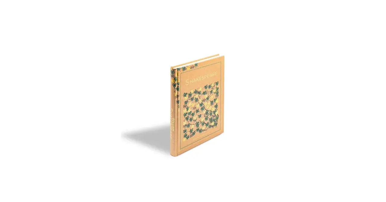Libro de tapa dura con diseño floral, que contiene poemas que escribió William Shakespeare.