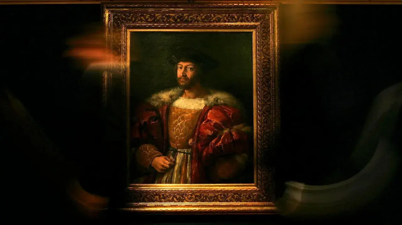 Retrato de un hombre con atuendo lujoso, obra de uno de los **best painters of all time**.