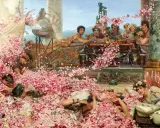Una escena de opulencia romana, con gente sumergida en pétalos de rosa, obra de John Everett Millais.