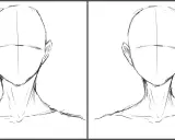 Dos bocetos de cabezas y cuellos en diferentes estilos de dibujo anime, listos para ser coloreados.