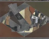 Violín y vaso, ejemplo de que es el cubismo, con formas geométricas fragmentadas y múltiples puntos de vista.