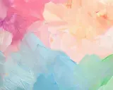 Texturas suaves y vibrantes creadas con técnicas de pintura acrílica. Tonos pastel de rosa, azul y verde se mezclan en un diseño abstracto.