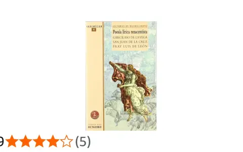 Libro "Poesía lírica renacentista" con obras de Garcilaso, San Juan de la Cruz y Fray Luis de León. Ilustración renacentista.