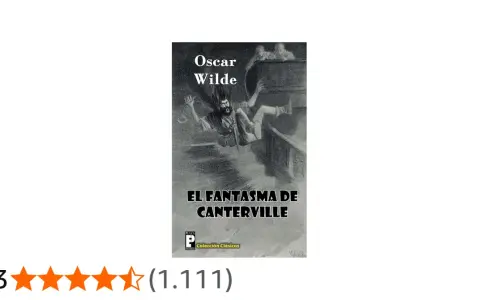 Ilustración de la portada de "El fantasma de Canterville" de Oscar Wilde, con un fantasma cayendo por unas escaleras.