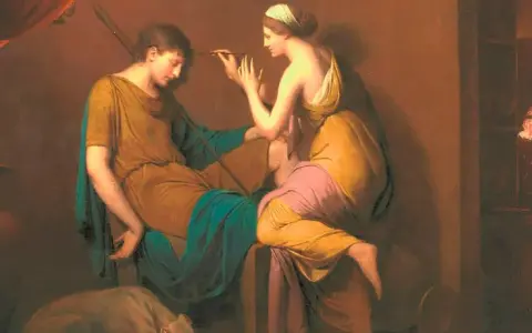 Dos mujeres, inspiradas en pintoras del Renacimiento, crean arte. Una posa mientras la otra pinta con delicadeza.
