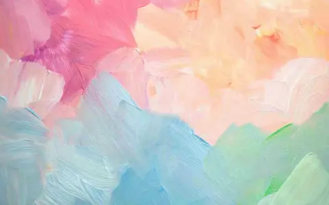 Texturas suaves y vibrantes creadas con técnicas de pintura acrílica. Tonos pastel de rosa, azul y verde se mezclan en un diseño abstracto.