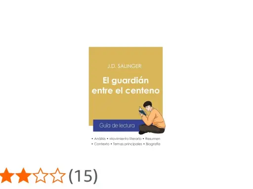 Portada de "El guardián entre el centeno" con un joven leyendo. Incluye guía de lectura, análisis y resumen.