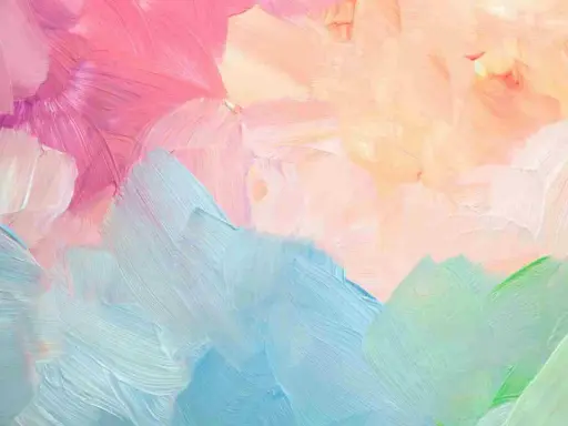 Texturas suaves y vibrantes creadas con técnicas de pintura acrílica. Tonos pastel de rosa, azul y verde se mezclan en un diseño abstracto.