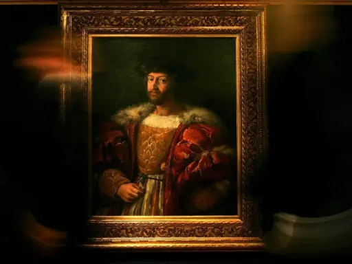 Retrato de un hombre con atuendo lujoso, obra de uno de los **best painters of all time**.