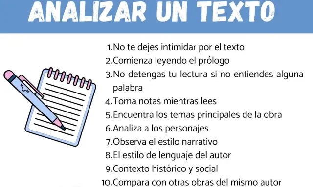 Guía para analizar un texto literario ejemplo: pasos para comprender y desglosar una obra, con un lápiz y cuaderno.
