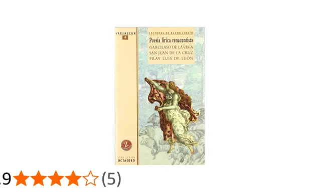 Libro "Poesía lírica renacentista" con obras de Garcilaso, San Juan de la Cruz y Fray Luis de León. Ilustración renacentista.