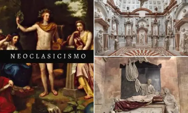 Escena neoclásica con Apolo y musas, inspirada en Jean Auguste Dominique Ingres.