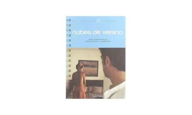 Portada del guión "Nubes de verano", con una imagen de una mujer y un hombre en una habitación.