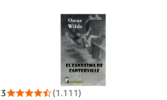 Ilustración de la portada de "El fantasma de Canterville" de Oscar Wilde, con un fantasma cayendo por unas escaleras.