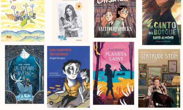 Colección de portadas de libros, incluyendo "Las Hermanas Invierno" y "El Canto del Bosque", ideales como libros para 13 años.