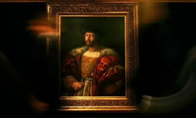 Retrato de un hombre con atuendo lujoso, obra de uno de los **best painters of all time**.