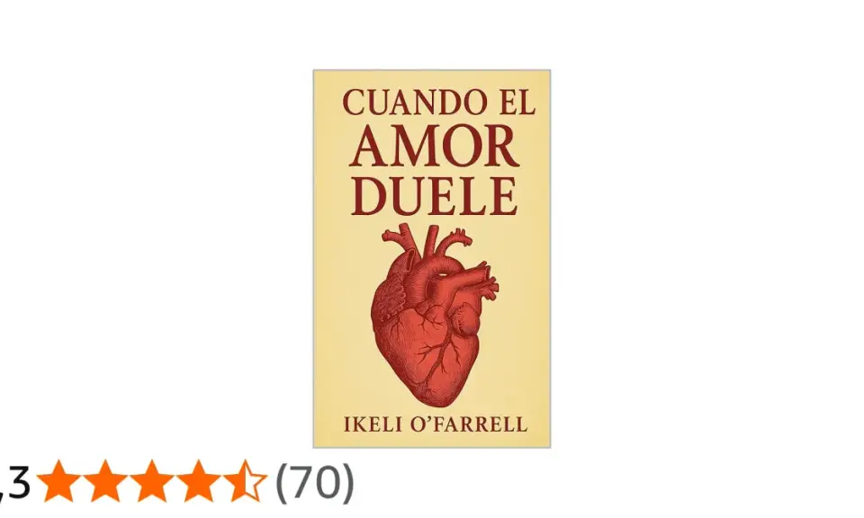 Portada de libro "Cuando el amor duele" con un corazón rojo y el título, evocando poemas de desamor.